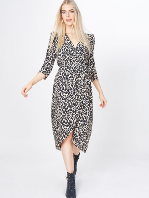 Leopard Print Midi Wrap Dress | Women | George at ASDA